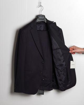Z Zegna Drop 8 Navy Solid Wool Suit