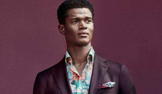 Man wearing a shirt and handkerchief from Eton