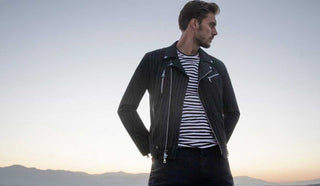 Picture of man wearing a John Varvatos leather jacket