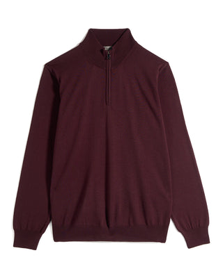 Ferrante Solid Extrafine Merino Wool 12 Gauge Quarter Zip Sweater 5291