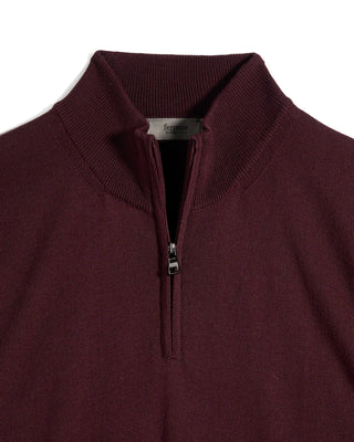 Ferrante Solid Extrafine Merino Wool 12 Gauge Quarter Zip Sweater 5292
