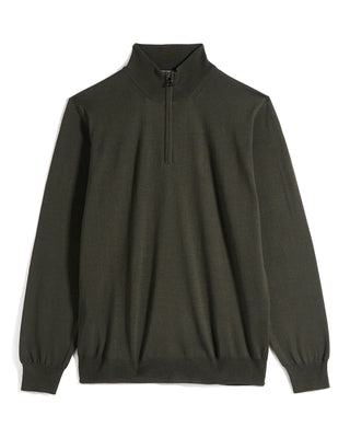 Ferrante Solid Extrafine Merino Wool 12 Gauge Quarter Zip Sweater 5283