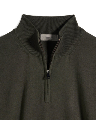 Ferrante Solid Extrafine Merino Wool 12 Gauge Quarter Zip Sweater 5284