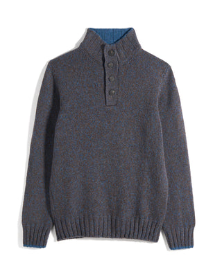 Gran Sasso Melange Button Mock Sweater 1278