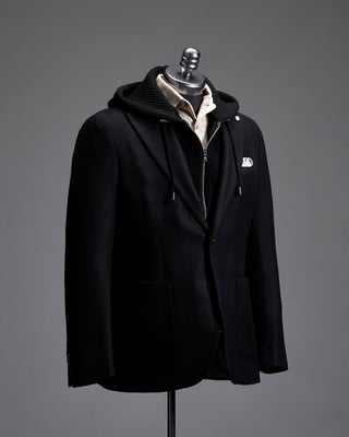 Luigi Bianchi Mantova Hybrid Hooded Black Blazer 4531