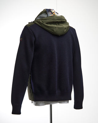 Paul  Shark Green  Navy Mix Media Hooded Sweater Coat Green 