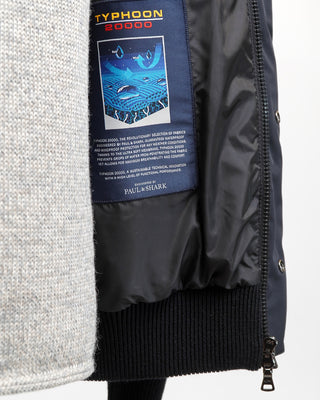 Paul  Shark Black Typhoon Mix Media Quilted Zip Hybrid Sweater Jacket Black  5