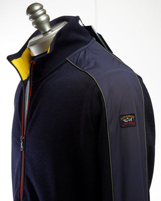 Paul  Shark Navy Wool Full Zip Sweater With Contrasting Typhoon Details Navy  2