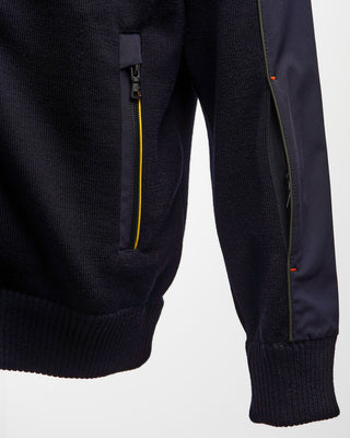 Paul  Shark Navy Wool Full Zip Sweater With Contrasting Typhoon Details Navy  3