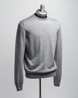 Gran Sasso Two Tone Lightweight Wool Crewneck Sweater Slate  1