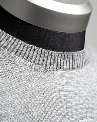 Gran Sasso Two Tone Lightweight Wool Crewneck Sweater Slate  3