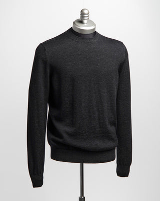 Gran Sasso Two Tone Lightweight Wool Crewneck Sweater Black  1