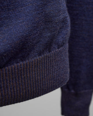 Gran Sasso Two Tone Lightweight Wool Crewneck Sweater Blue  4