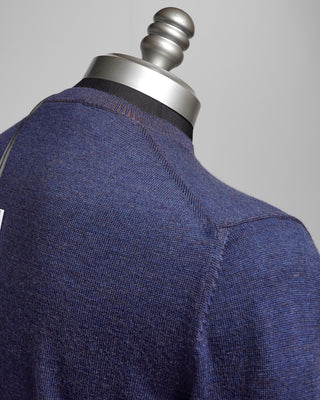 Gran Sasso Two Tone Lightweight Wool Crewneck Sweater Blue  5
