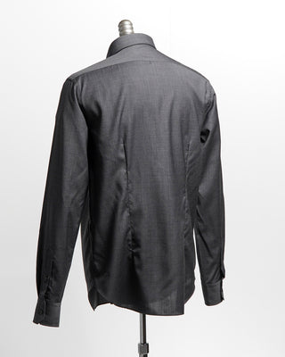 Xacus Charcoal Luxe Lightweight Merino Wool Dress Shirt Charcoal 