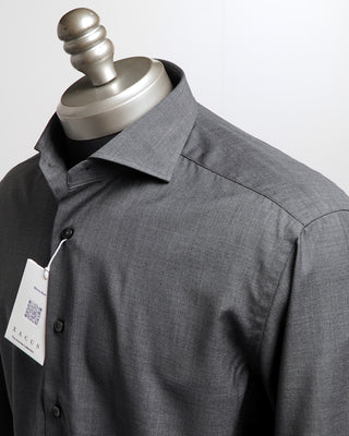 Xacus Charcoal Luxe Lightweight Merino Wool Dress Shirt Charcoal  1