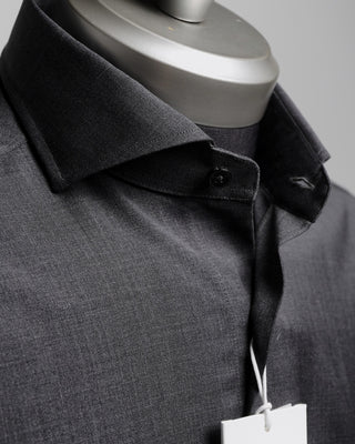 Xacus Charcoal Luxe Lightweight Merino Wool Dress Shirt Charcoal  3