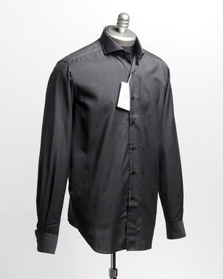 Xacus Charcoal Luxe Lightweight Merino Wool Dress Shirt Charcoal  5