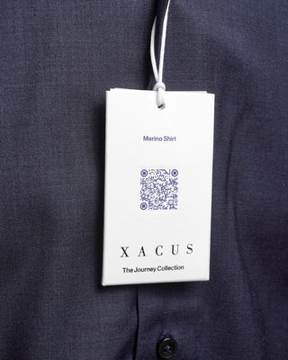 Xacus Navy Luxe Lightweight Merino Wool Dress Shirt Navy  2
