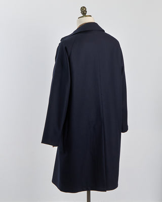 Tagliatore Water Repellent Serge Wool Raglan Sleeve Street Topcoat Navy 591