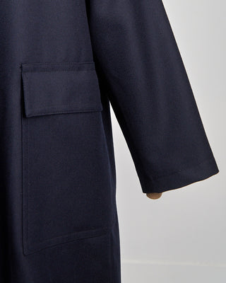 Tagliatore Water Repellent Serge Wool Raglan Sleeve Street Topcoat Navy 593