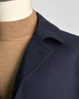 Tagliatore Water Repellent Serge Wool Raglan Sleeve Street Topcoat Navy 594