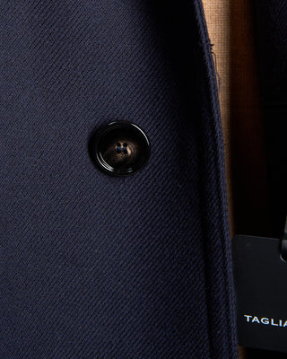 Tagliatore Water Repellent Serge Wool Raglan Sleeve Street Topcoat Navy 595