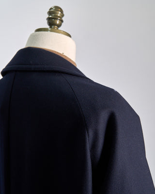 Tagliatore Water Repellent Serge Wool Raglan Sleeve Street Topcoat Navy 596