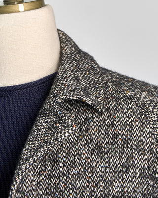 Tagliatore Charmed Donegal Raglan Sleeve Street Topcoat Salt  Pepper 602