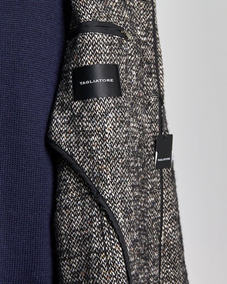 Tagliatore Charmed Donegal Raglan Sleeve Street Topcoat Salt  Pepper 606