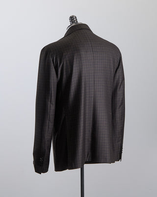 Tagliatore All Season Super 130s Gingham Semi Constructed Suit Black  Brown 2654