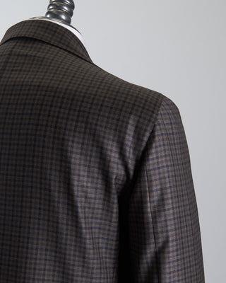 Tagliatore All Season Super 130s Gingham Semi Constructed Suit Black  Brown 2655
