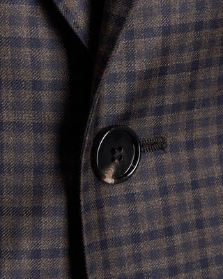Tagliatore All Season Super 130s Gingham Semi Constructed Suit Black  Brown 2659