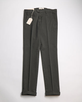 Briglia 1949 Slim Fit Stretch Cotton Twill Every Day Smart Casual Pants Olive 5