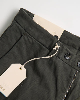 Briglia 1949 Slim Fit Stretch Cotton Twill Every Day Smart Casual Pants Olive 7