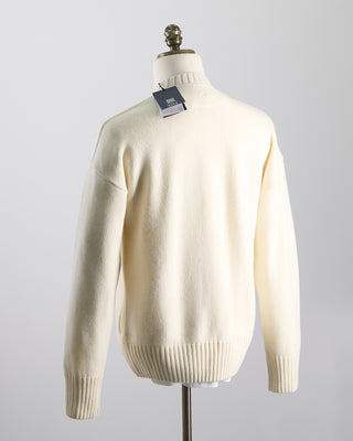 Paul  Shark Re Wool Crewneck With Embroidered Anchor Off White 0 1
