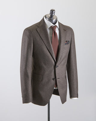 Tagliatore 100% Virgin Wool Super 110s Elegant Marled Semi Constructed Suit Tan  Brown 