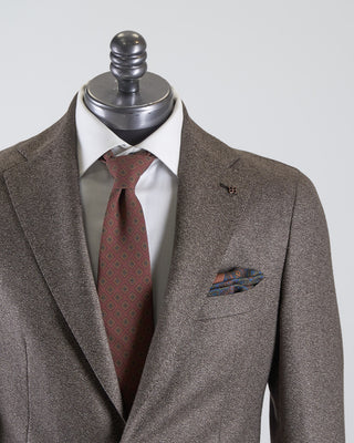 Tagliatore 100% Virgin Wool Super 110s Elegant Marled Semi Constructed Suit Tan  Brown 2672 6