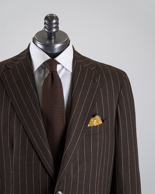 Tagliatore All Season Chocolate Striped Stretch Semi Constructed Suit Chocolate 2672 7