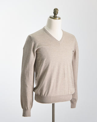 Gran Sasso Lightweight Wool V Neck Taupe 