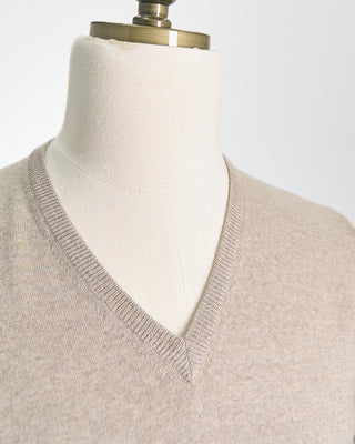 Gran Sasso Lightweight Wool V Neck Taupe  5