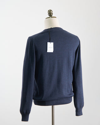 Gran Sasso Lightweight Wool V Neck Indigo  1