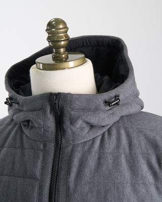Paul  Shark Wool Full Zip Sweater With Quilted Cotton Fabric Charcoal 1812