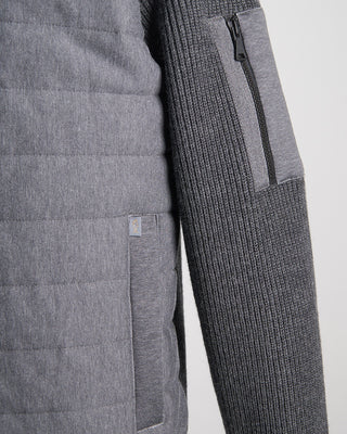 Paul  Shark Wool Full Zip Sweater With Quilted Cotton Fabric Charcoal 1813