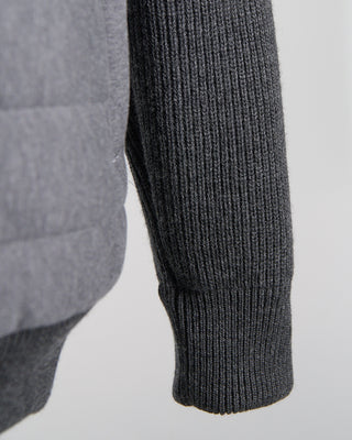 Paul  Shark Wool Full Zip Sweater With Quilted Cotton Fabric Charcoal 1814