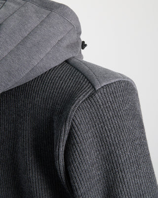 Paul  Shark Wool Full Zip Sweater With Quilted Cotton Fabric Charcoal 1815