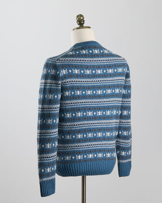 Gran Sasso Virgin Wool Fairisle Crewneck Sweater Turquoise 1111