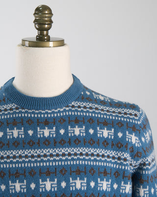 Gran Sasso Virgin Wool Fairisle Crewneck Sweater Turquoise 1112