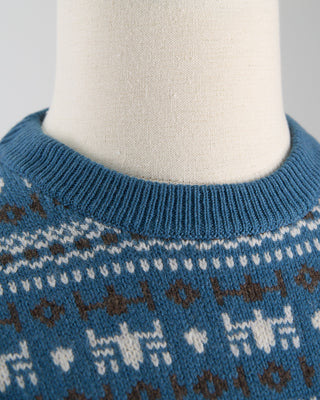 Gran Sasso Virgin Wool Fairisle Crewneck Sweater Turquoise 1113