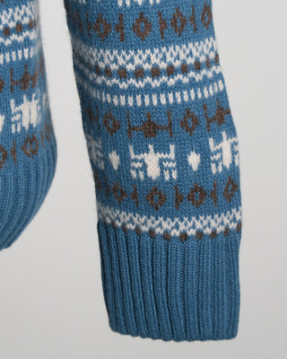 Gran Sasso Virgin Wool Fairisle Crewneck Sweater Turquoise 1114